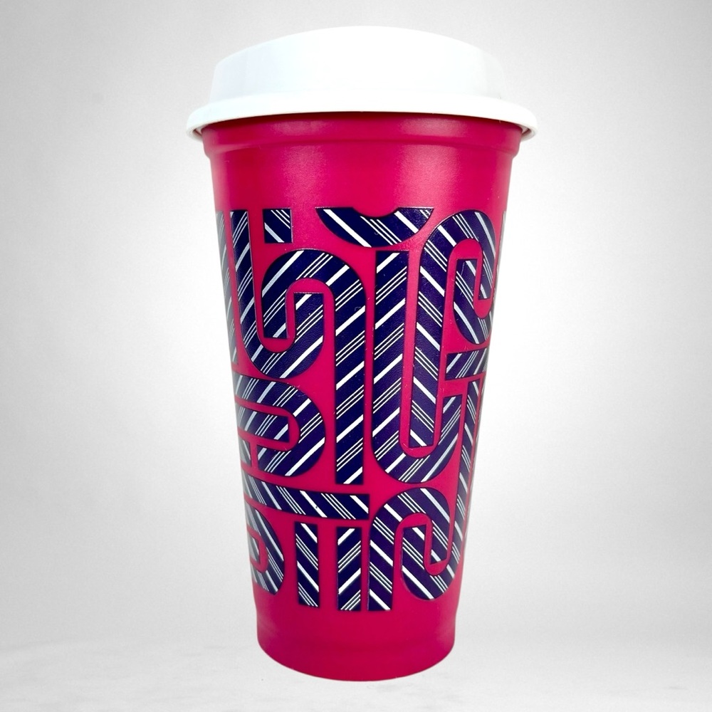 Starbucks Candy Cane Reusable Coffee Plastic 16oz Cup Tumbler Mug with Lid 2013